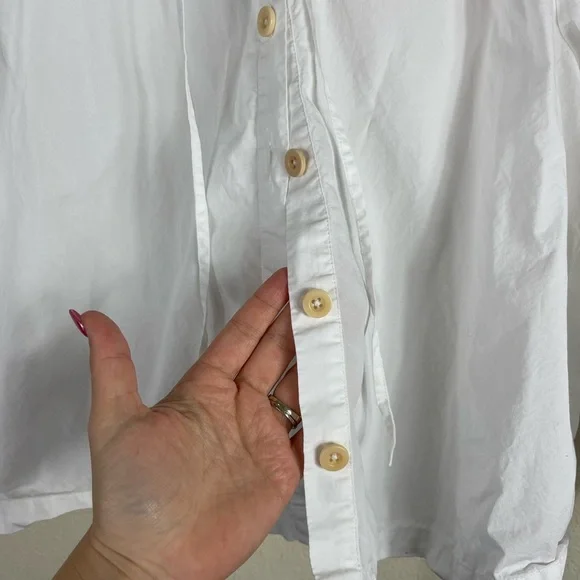 J. Crew Tie Sleeve Button Front Cotton Poplin Top in White Size Large - Picture 5 of 11